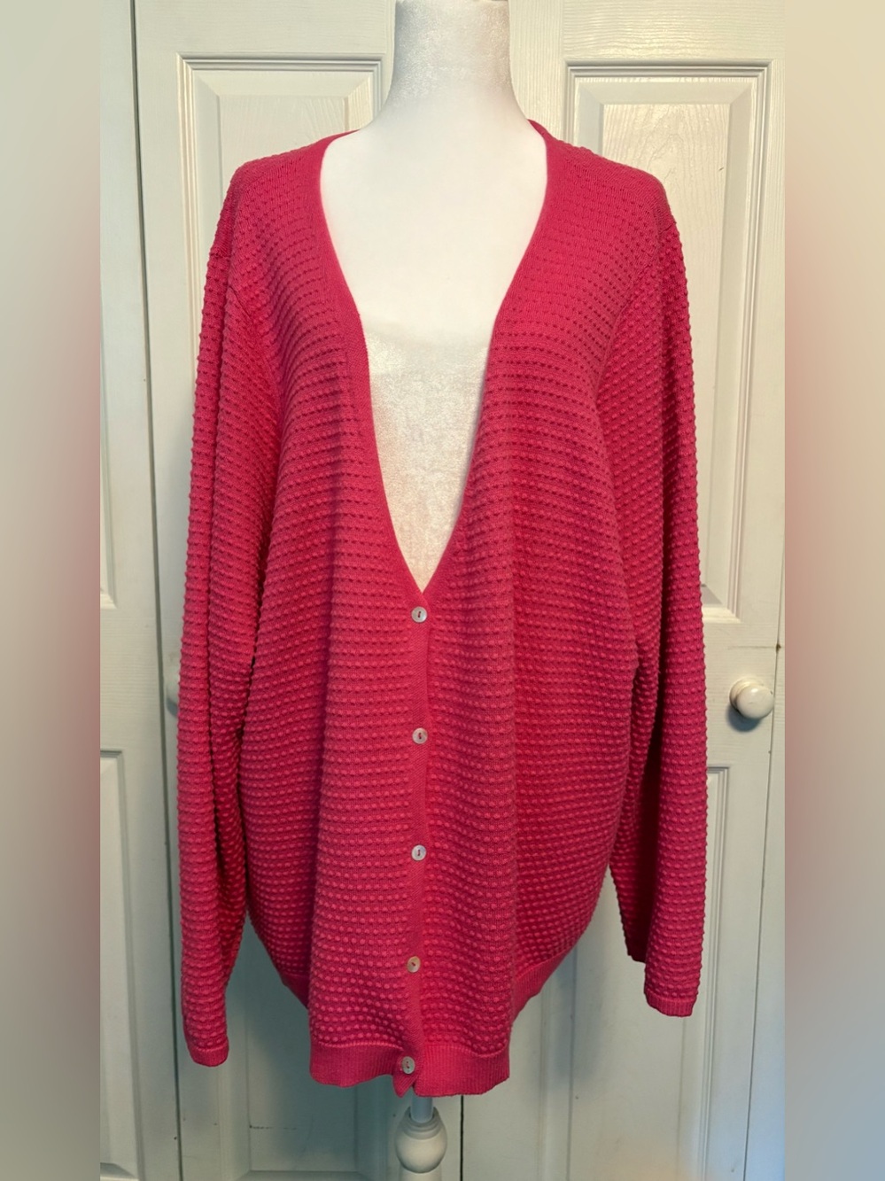 Draper James Hot Pink Textured Button-Front Cardigan